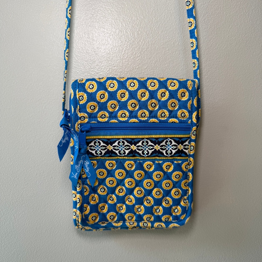 Vera Bradley Riviera Blue Quilted Cotton Mini Hipster Crossbody Bag Purse
